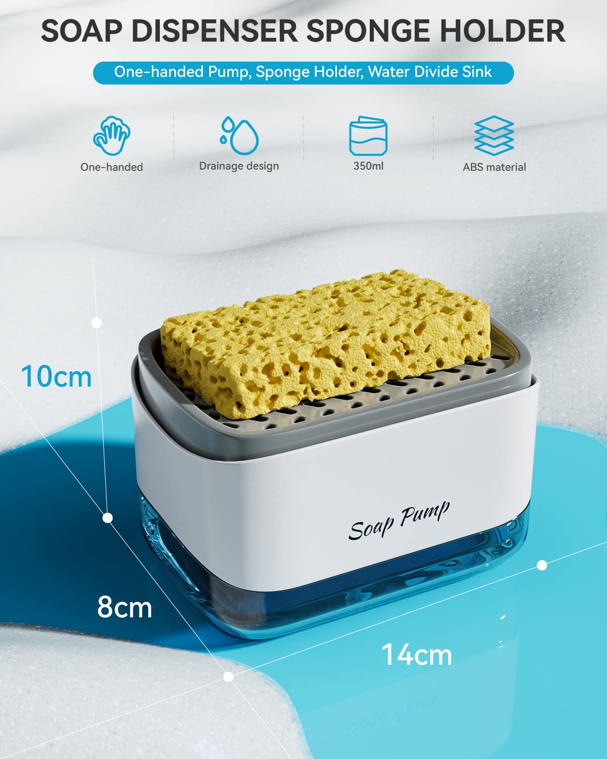 Soap Pump Dispenser with Sponge Holder