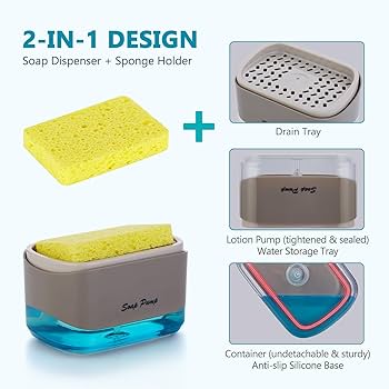 Soap Pump Dispenser with Sponge Holder